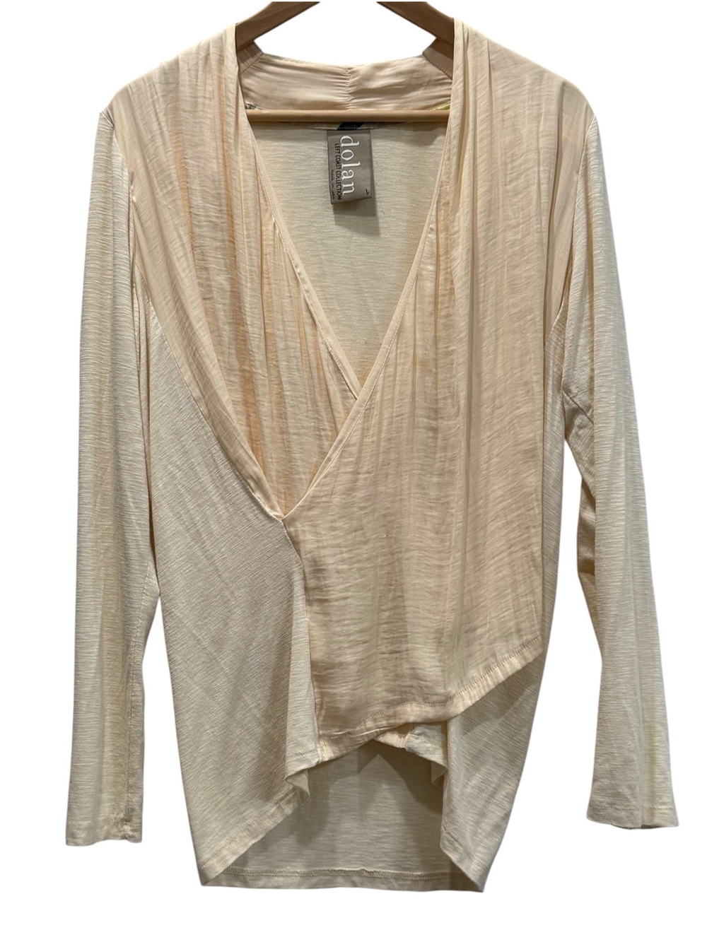 Dolan Cream Ivory Wrap Tunic Boho Coastal Grandmother Minimalist Old Money